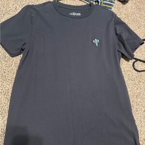Navy T-Shirt with Cactus Embroidery